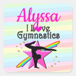 PEGATINA CUADRADA ME ENCANTA EL DISEÑO SUPER STAR DE GIMNASIA