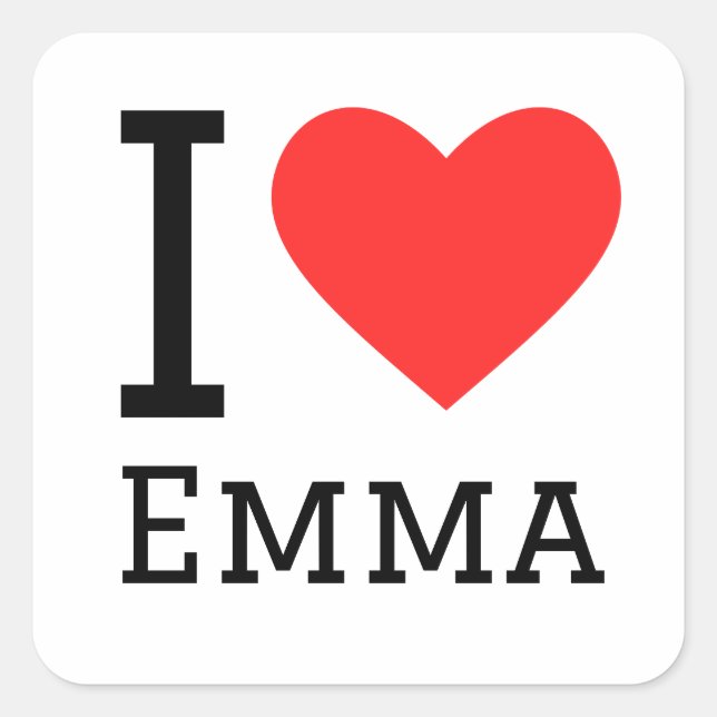 Pegatina Cuadrada Me encanta el emma (Anverso)