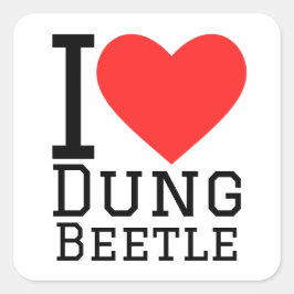Pegatina Cuadrada Me encanta el escarabajo de excremento