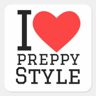 Pegatina Cuadrada Me encanta el estilo de preppy