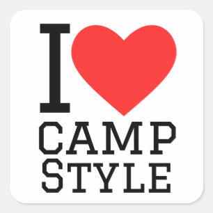 Pegatina Cuadrada Me encanta el estilo del campamento