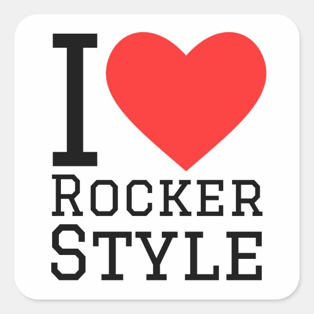 Pegatina Cuadrada Me encanta el estilo rockero (Anverso)