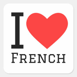 Pegatina Cuadrada Me encanta el francés