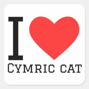 Pegatina Cuadrada Me encanta el gato circundante