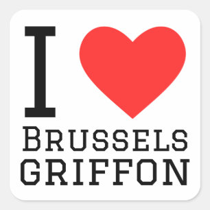 Pegatina Cuadrada Me encanta el griffon de Bruselas