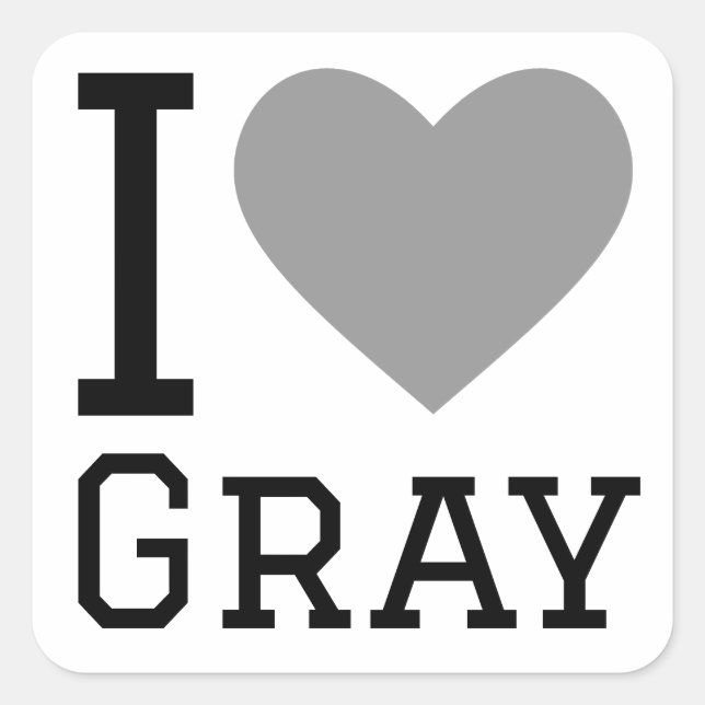 Pegatina Cuadrada Me encanta el gris (Anverso)