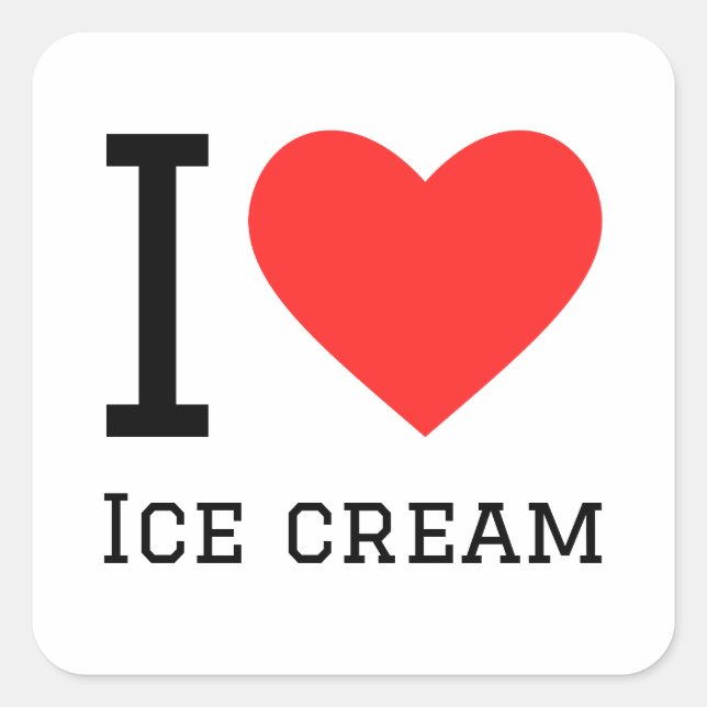 Pegatina Cuadrada Me encanta el helado (Anverso)