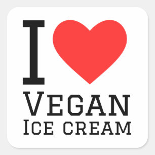 Pegatina Cuadrada Me encanta el helado vegano