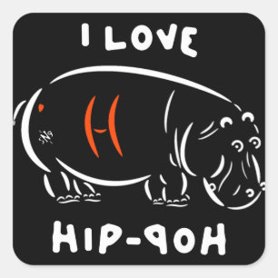 Pegatina Cuadrada ¡Me encanta el hip-hop (y los hipopótamos)!