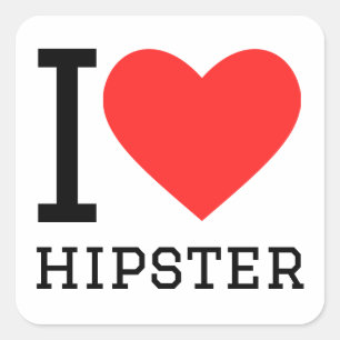 Pegatina Cuadrada Me encanta el hipster