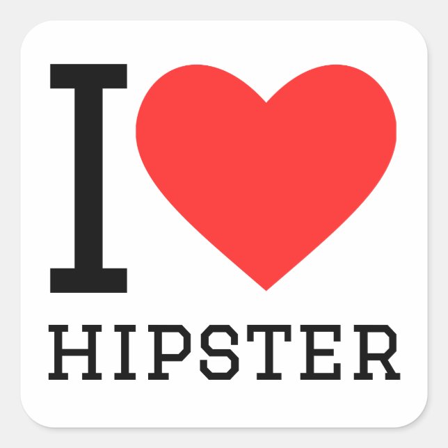 Pegatina Cuadrada Me encanta el hipster (Anverso)