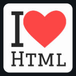 Pegatina Cuadrada Me encanta el html<br><div class="desc">Me encanta el html ,  para los amantes del código</div>