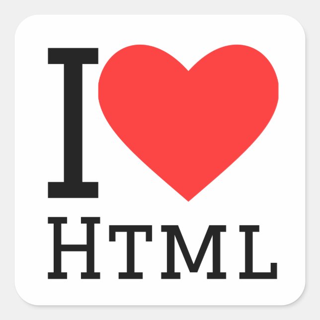Pegatina Cuadrada Me encanta el html (Anverso)