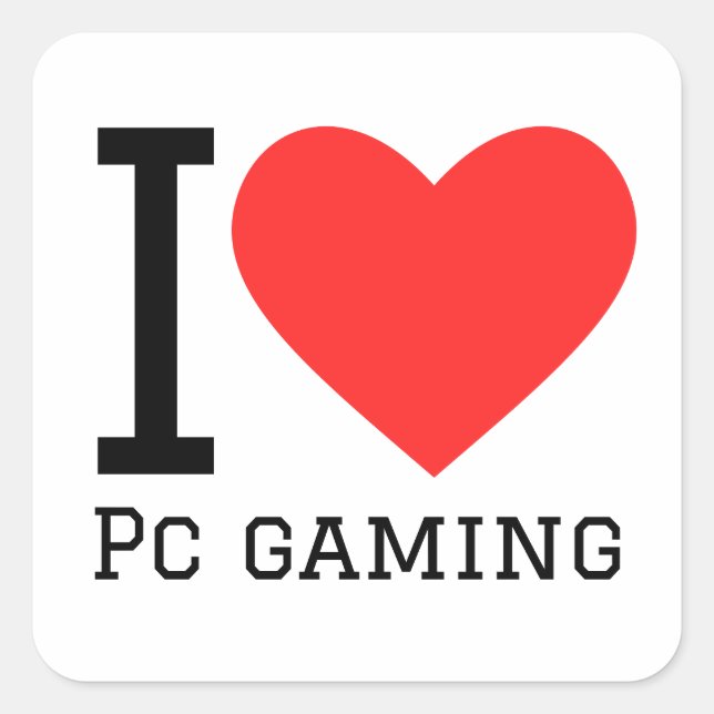Pegatina Cuadrada Me encanta el juego pc (Anverso)