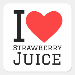 Pegatina Cuadrada Me encanta el jugo de fresa