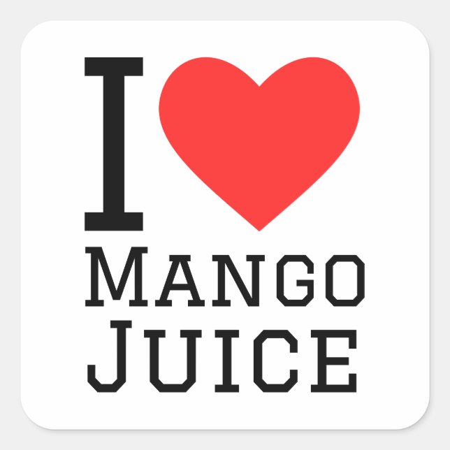 Pegatina Cuadrada Me encanta el jugo de mango (Anverso)