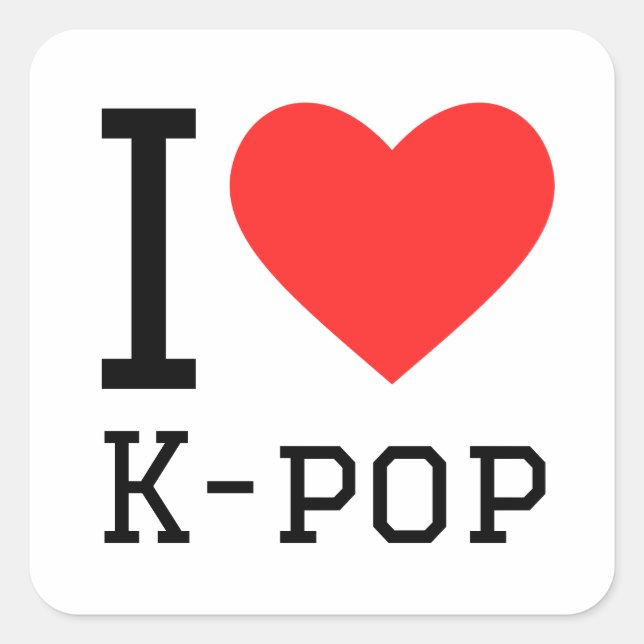 Pegatina Cuadrada Me encanta el k-pop (Anverso)
