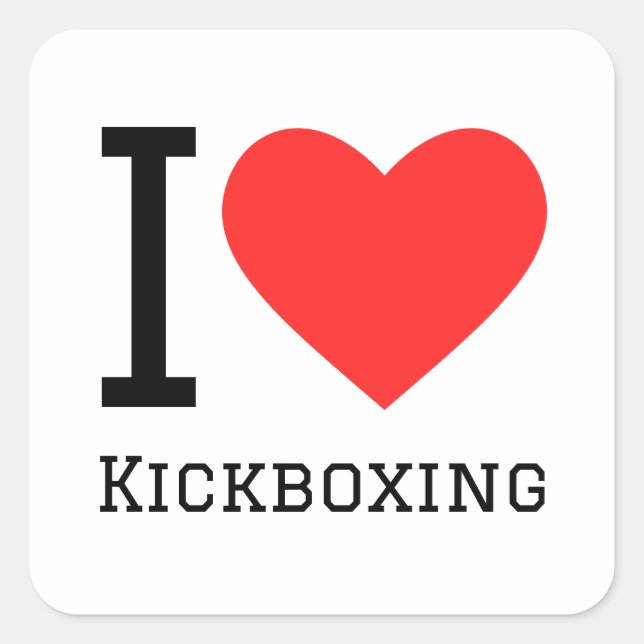 Pegatina Cuadrada Me encanta el kickboxing (Anverso)