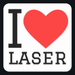 Pegatina Cuadrada Me encanta el láser<br><div class="desc">Me encanta el láser ,  para los amantes de la tecnología</div>