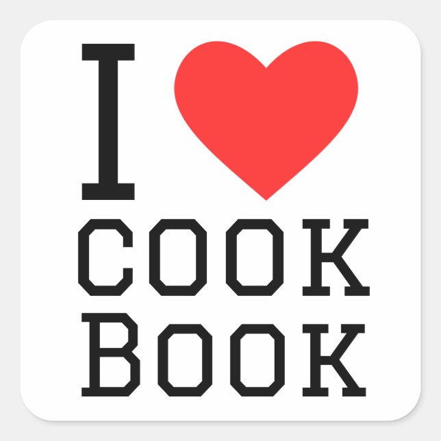 Pegatina Cuadrada Me encanta el libro de cocina (Anverso)