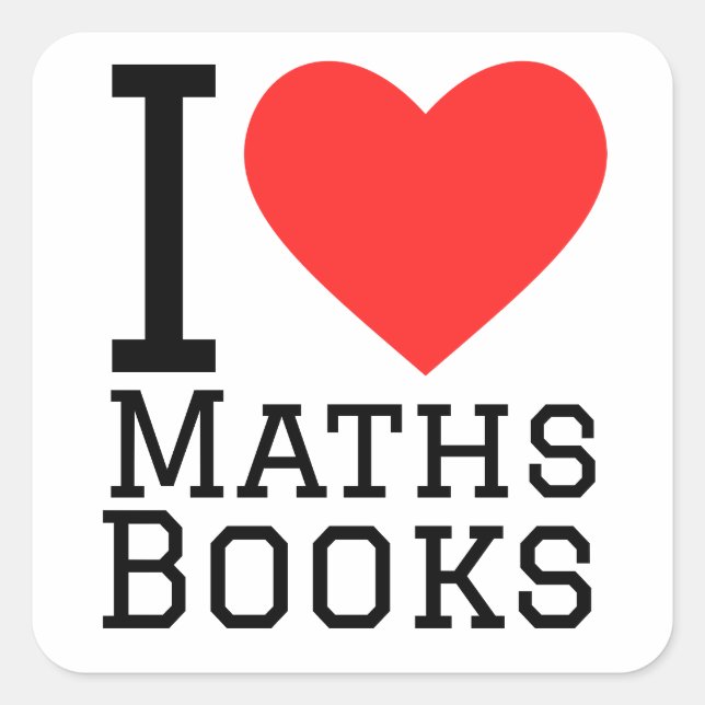 Pegatina Cuadrada Me encanta el libro de matemáticas (Anverso)