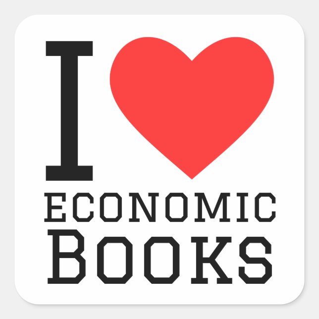 Pegatina Cuadrada Me encanta el libro económico (Anverso)