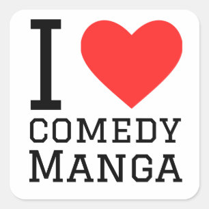 Pegatina Cuadrada Me encanta el manga de la comedia