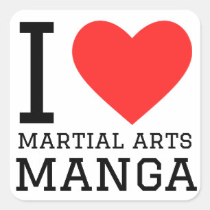 Pegatina Cuadrada Me encanta el manga de las artes marciales