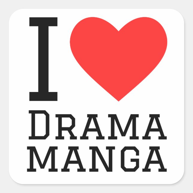 Pegatina Cuadrada Me encanta el manga dramática (Anverso)