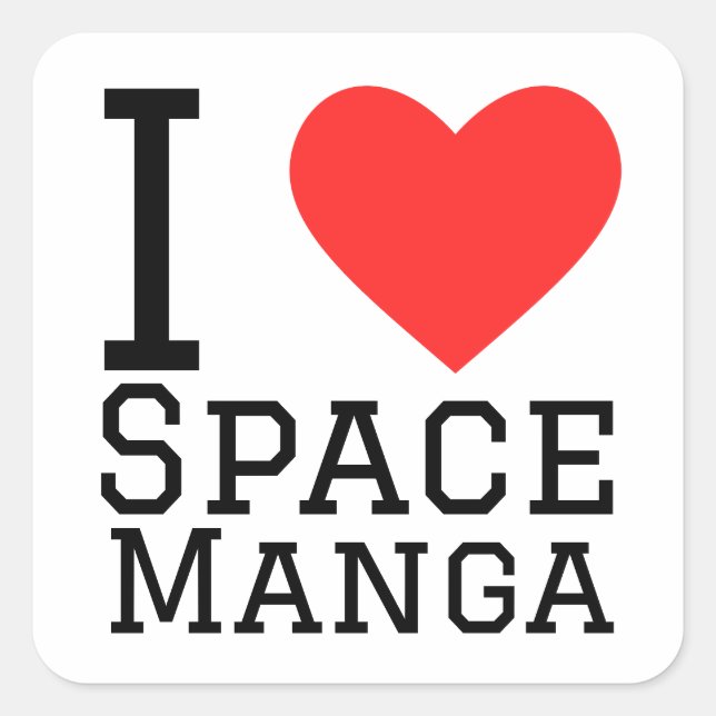 Pegatina Cuadrada Me encanta el manga espacial (Anverso)