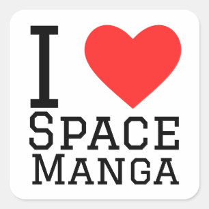 Pegatina Cuadrada Me encanta el manga espacial