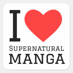 Pegatina Cuadrada Me encanta el manga sobrenatural