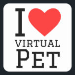 Pegatina Cuadrada Me encanta el mascota virtual<br><div class="desc">Me encanta el mascota virtual ,  para los amantes de la tecnología</div>