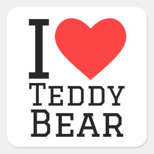 Pegatina Cuadrada Me encanta el oso de Teddy