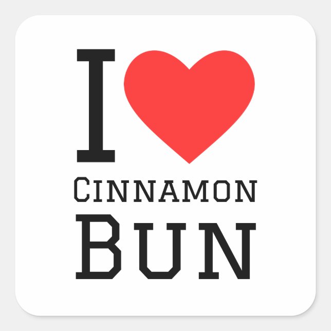 Pegatina Cuadrada Me encanta el pan de canela (Anverso)