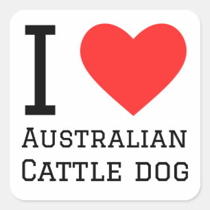 Pegatina Cuadrada Me encanta el perro de ganado australiano