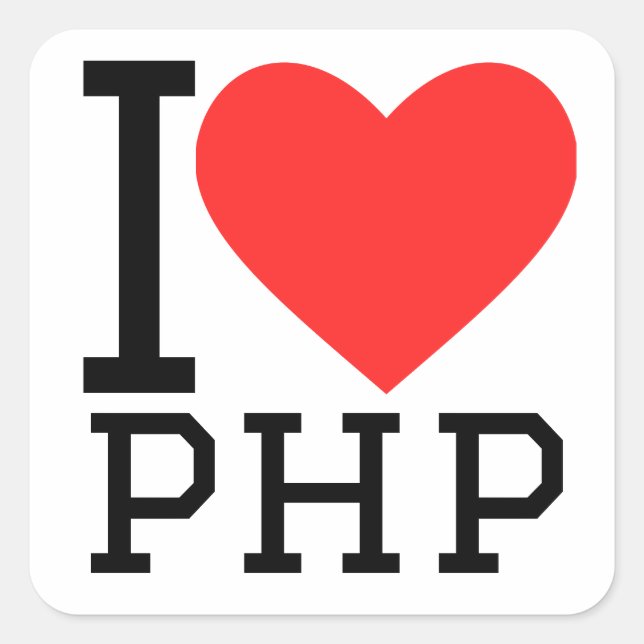 Pegatina Cuadrada Me encanta el php (Anverso)