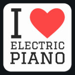 Pegatina Cuadrada Me encanta el piano eléctrico<br><div class="desc">Me encanta el piano eléctrico,  para los amantes de los geek</div>