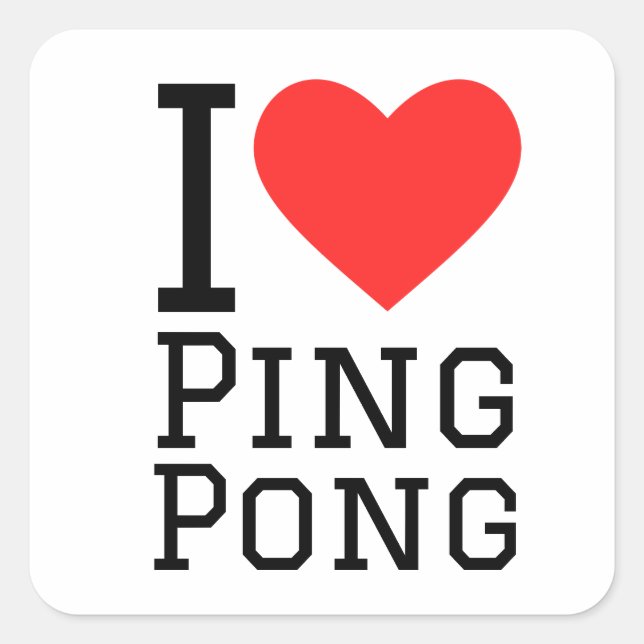 Pegatina Cuadrada Me encanta el ping pong (Anverso)