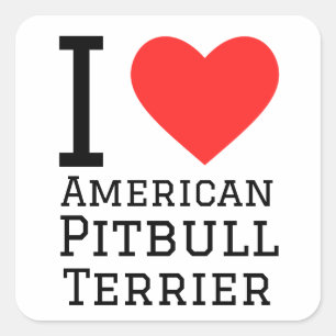 Pegatina Cuadrada Me encanta el pitbull terrier americano