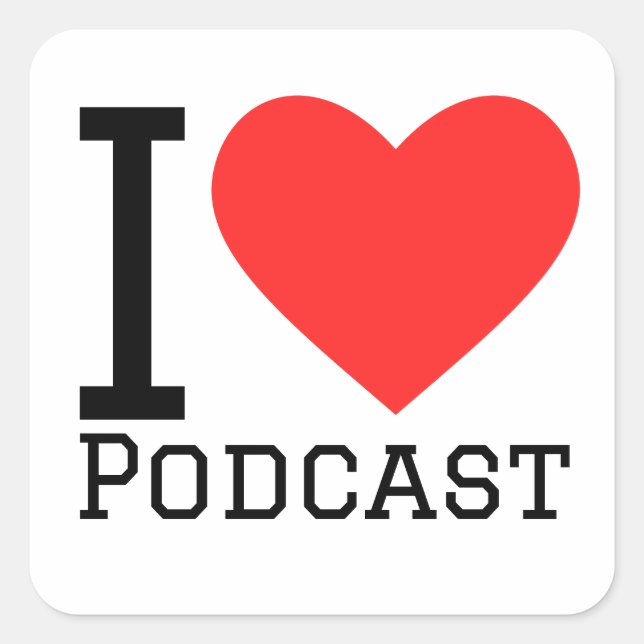 Pegatina Cuadrada Me encanta el podcast (Anverso)
