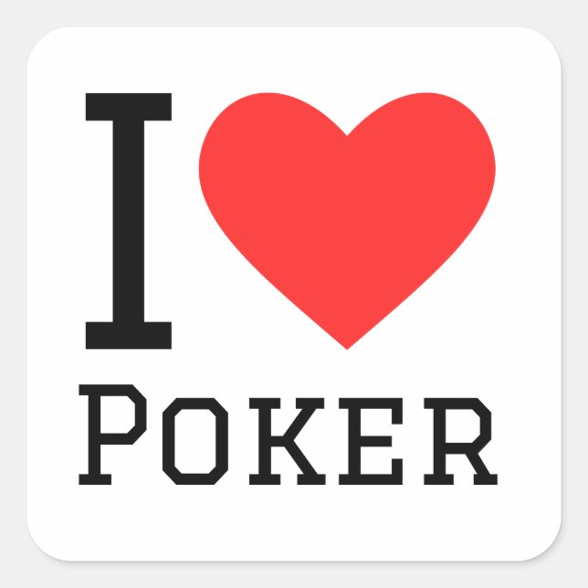 Pegatina Cuadrada Me encanta el póker (Anverso)