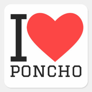 Pegatina Cuadrada Me encanta el poncho