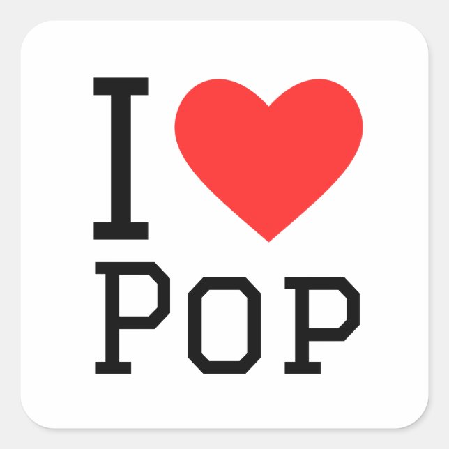Pegatina Cuadrada Me encanta el pop (Anverso)