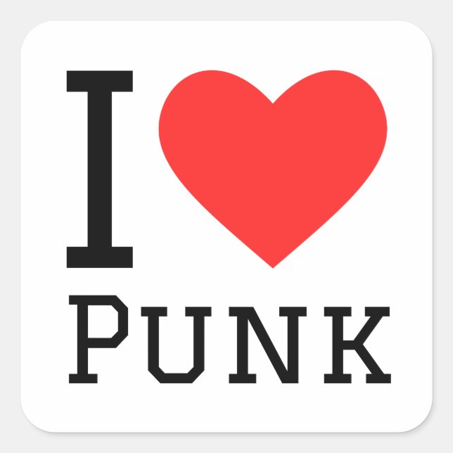 Pegatina Cuadrada Me encanta el punk (Anverso)