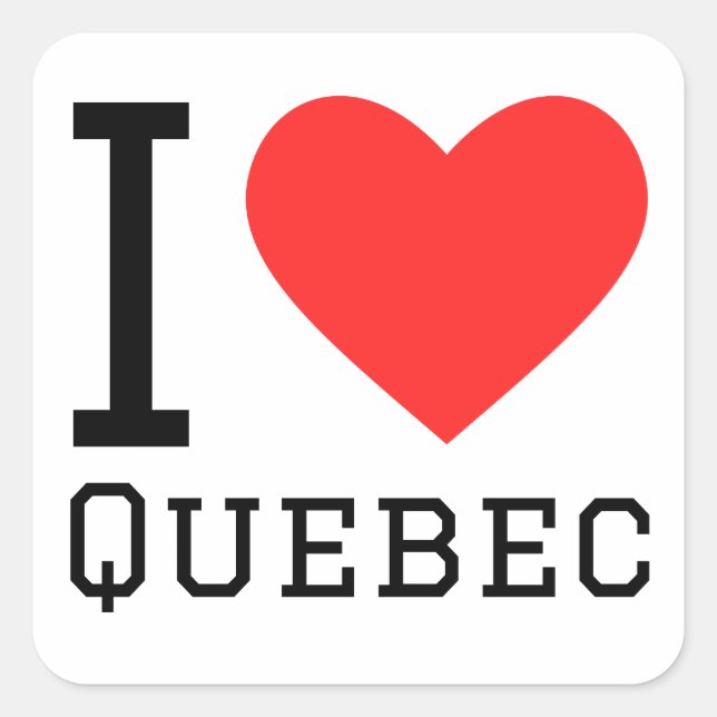 Pegatina Cuadrada Me encanta el quebec (Anverso)