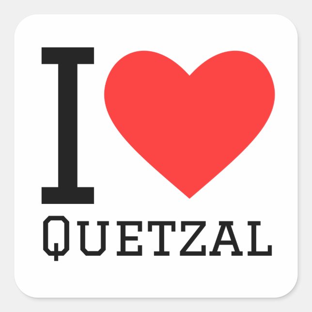 Pegatina Cuadrada Me encanta el quetzal (Anverso)