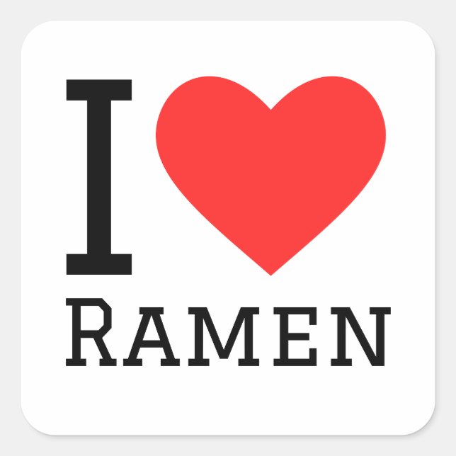 Pegatina Cuadrada Me encanta el ramen (Anverso)