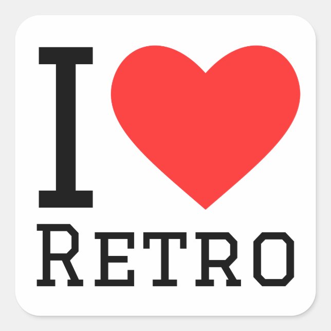 Pegatina Cuadrada Me encanta el retro (Anverso)