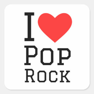 Pegatina Cuadrada Me encanta el rock pop